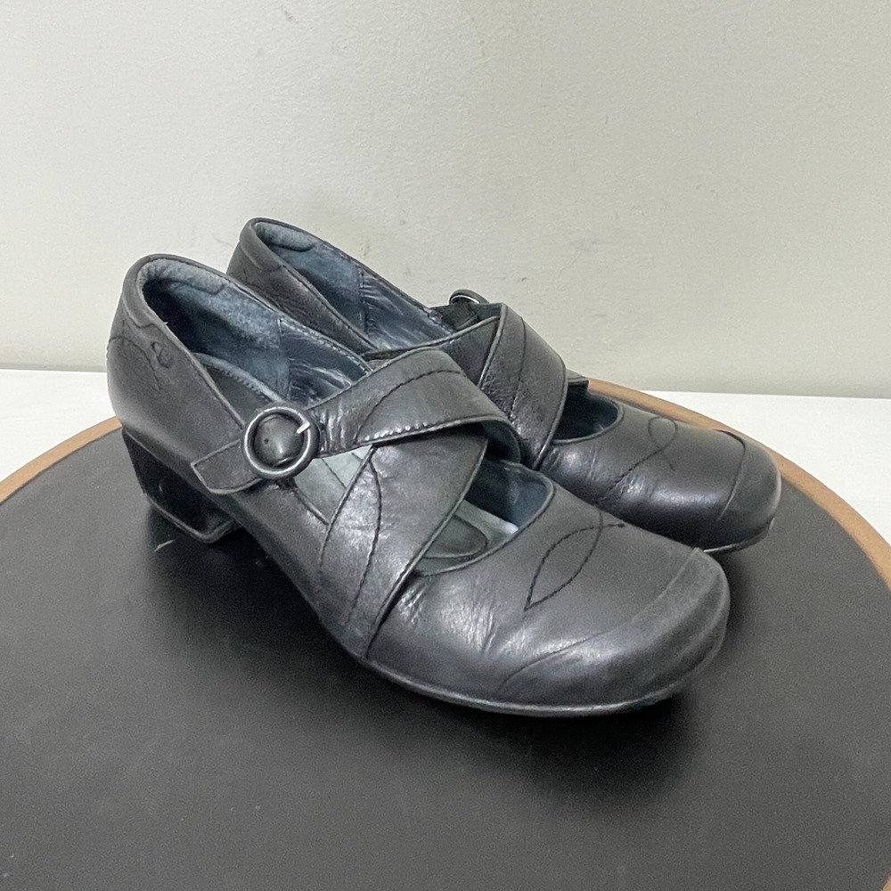 Josef Seibel Mary Jane Shoes Women 38 Leather Crisscross Black Low Heel Workwear - Picture 2 of 16